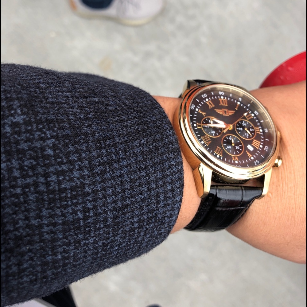 Invicta gold leather watch